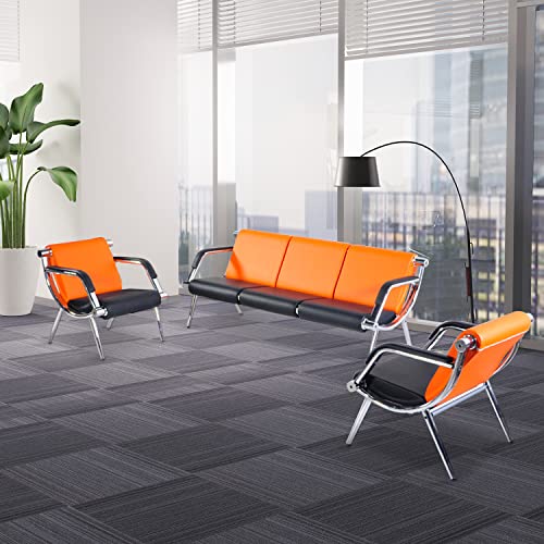 Bestmart INC 3PCS Office Reception Chair Set PU Leather, Orange