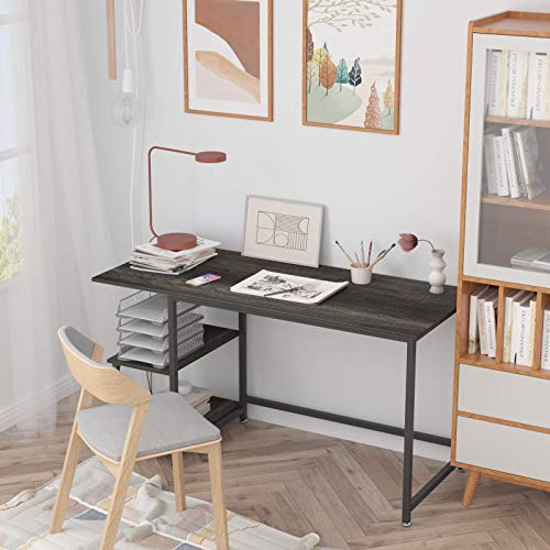 Teraves L Shaped Desk and 47 inch Computer Desk with Storage Shelves,S Shaped Computer Desk for Home Office