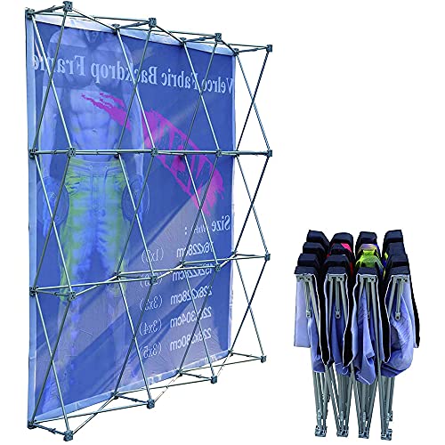 Tension Fabric Straight Pop Up Display Stand 8'x10' (3x4) Trade Show Backdrop Booth Display Frame with Carrying Padded Bag (ONLY Hardware）