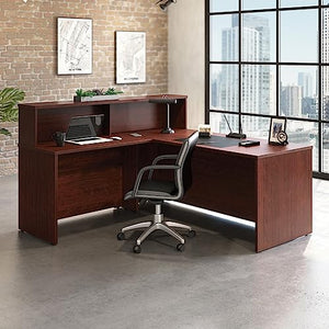 Sauder OfficeWorks Affirm Reception Station, Classic Cherry, 70.87" x 70.87" x 13.58