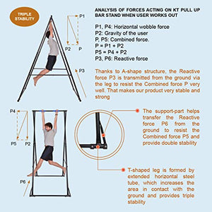 KT TOES DON'T TOUCH GROUND Foldable Free Standing Pull Up Bar Stand Sturdy Power Tower Workout Station For Home Gym Strength Training Adjustable Pullup Fitness Equipment Multifunctional Exercise Rack