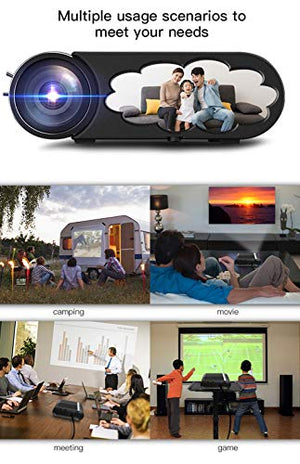 XJJY Full HD Projector 1080P 4.3" LED Light Portable Projector, 140'' Display, 30,000 Hrs Lamp Life