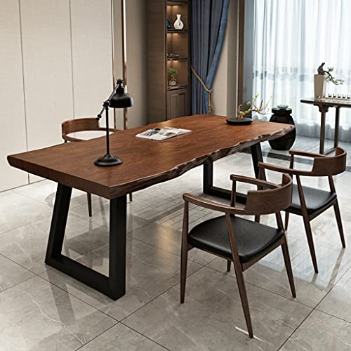Solid Wood Computer Desk with Wrought Iron Legs, Easy to Install, 200x68x75cm