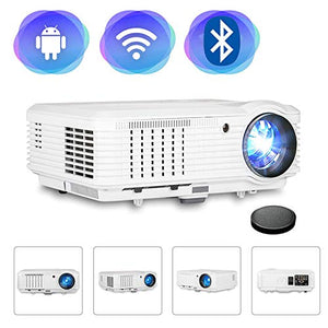 CAIWEI HD WiFi LCD Projector with Bluetooth Android Support 1080P 200" Display 4600lm Home Theater System Wireless Mirroing Smartphone Projector, HDMI USB RCA Audio VGA Built-in Speakers