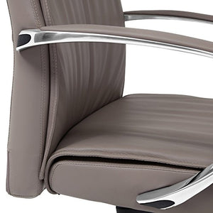 Forbes Genuine Leather Aluminum Base High Back Executive Chair - Light Grey