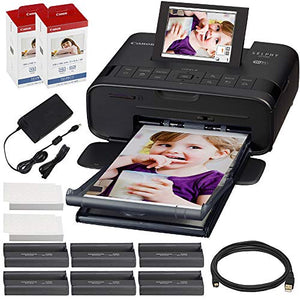 Canon SELPHY CP1300 Compact Photo Printer (Black) with WiFi w/ 2X Color Ink and Paper Set