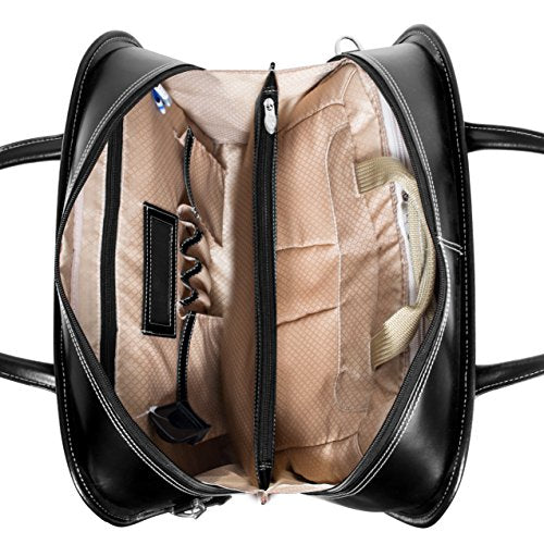 McKleinUSA Checkpoint-Friendly Women's Laptop Briefcase, Leather, Mid-Size, Black - Lakewood | McKlein - 96615, 18 l x 8 75 w x 14 5 h