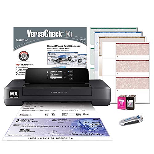 VersaCheck HP Officejet 200 MX Portable Wireless MICR Check Printer and VersaCheck Platinum Software Bundle, Black