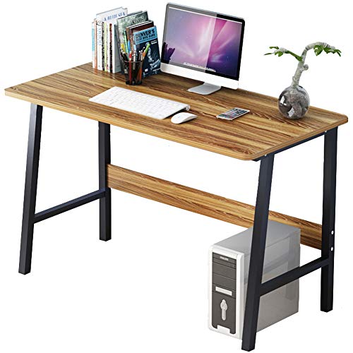 Writing Computer Desk, 47" Modern Office Desk Workstation for Home | Industrial Style PC Laptop Gaming Study Table with Steel Leg - Walnut Color