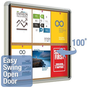 Quartet Enclosed Cork Bulletin Board, 30" x 27" or 6 Sheets, Swing Door, Aluminum Frame (EIHC2730)