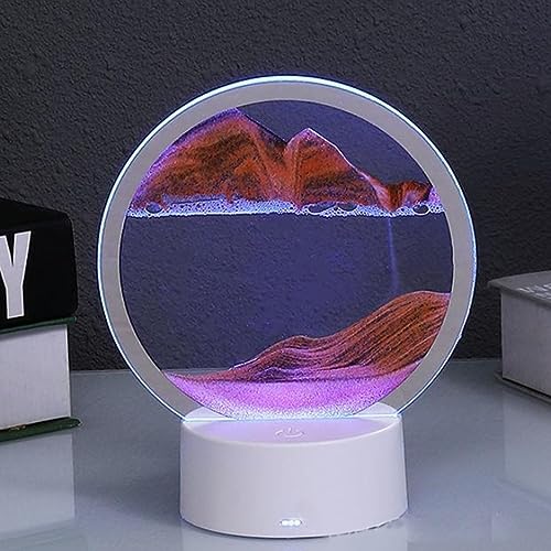 Generic Sandscape Moving Sand Art Picture in Motion Round Glass 3D Landscape - Yellow