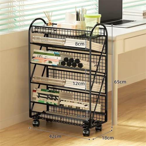 GaRcan Desk-Side Small Bookshelf with Wheels