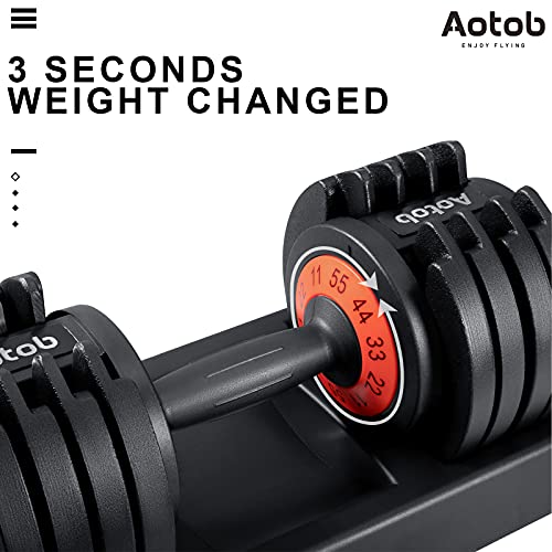 AOTOB Adjustable Dumbbells Weight, 55 lbs Single Dumbbell for Men and Women with Anti-Slip Fast Adjust Turning Handle, Durable Dumbbell Suitable for Home Gym Exercise and Workout Fitness (Pair)