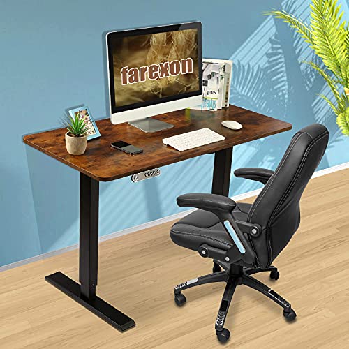 Stand Desk Electric Desk Adjustable Height Computer Desk,Farexon 48 x 24 Inches Sit Stand Home Office Table I Shaped Desk with Memory Preset Height