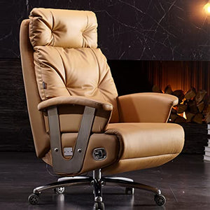 Kinnls Freya Electric Reclining Office Chair with Foot Rest - Genuine Leather High-Back Recliner