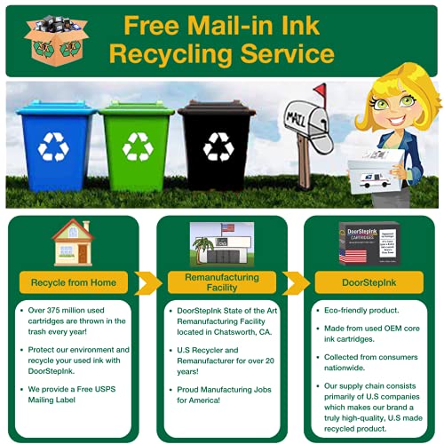 DoorStepInk Remanufactured in The USA Ink Cartridge Replacements for HP 728 300ml 4-PK B C M Y for Printers DesignJet T730 36-in Printer, DesignJet T830 24-in MFP, DesignJet T83036-in MFP