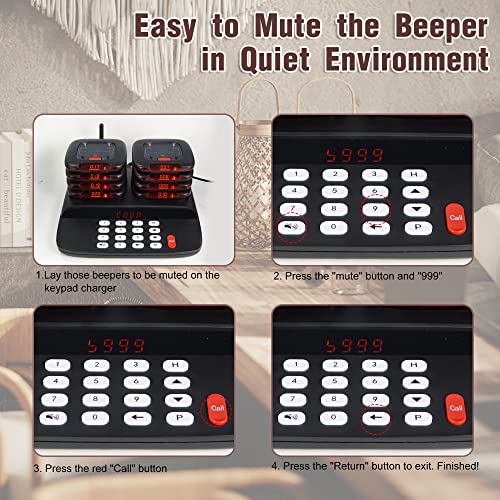 Generic Restaurant Pager System with 20 Pagers, 2624ft Range, Call Record & Silent Mode