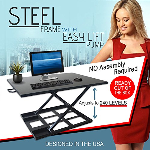 Standing Sit and Stand Up Desk - Easy Height Adjustable Table Jack Desk Converter with Huge 32" x 22" Instantly Convert any Variable Portable Computer Monitors for Work Home by Elevating in Seconds