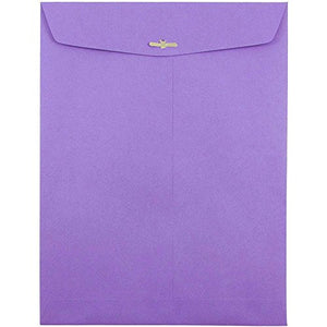 JAM PAPER 10 x 13 Open End Catalog Colored Envelopes with Clasp Closure - Violet Purple Recycled - Bulk 500/Box