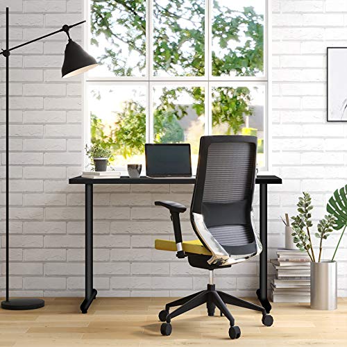 Sunon Modern Computer Desk Home Office Workstation Writing Table with Cable Hole, 47 Inch, Black