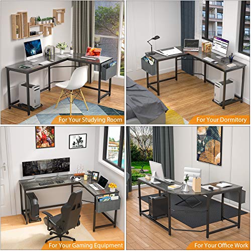 Homfio L Shaped Desk 58’’ Computer Corner Desk Gaming Desk PC Table Writing Desk Large L Study Desk Home Office Workstation Modern Simple Multi-Usage Desk with Storage Bag Space-Saving Wooden Table