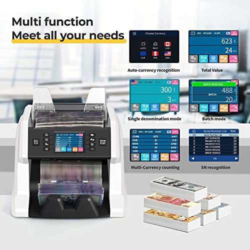 RIBAO BC-55 Mixed Denomination Bill Value Counting Money Counter with RB-58PLUS-RP 58mm Thermal Printer