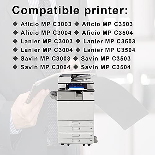 6-Pack (3Black+1Cyan+1Magenta+1Yellow) MP C3503 Compatible 841813 841816 841815 841814 Toner Cartridge Replacement for Ricoh Aficio MP C3003 C3503 C3004 C3504 Lanier MP C3003 Printer Ink Cartridge.