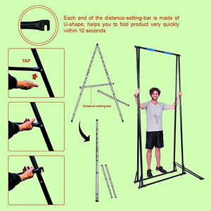 KT TOES DON'T TOUCH GROUND Foldable Free Standing Pull Up Bar Stand Sturdy Power Tower Workout Station For Home Gym Strength Training Adjustable Pullup Fitness Equipment Multifunctional Exercise Rack