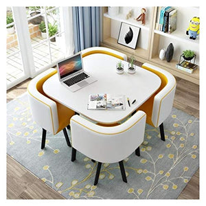 SKUAI Small Office Conference Coffee Table Chair Set, Modern Design Round Table & Chair Set (Color: A)