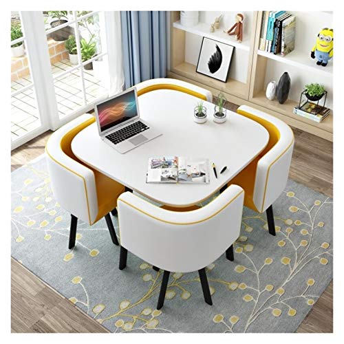 SKUAI Small Office Conference Coffee Table Chair Set, Modern Design Round Table & Chair Set (Color: A)