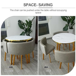 JNMDLAKO Round Office Reception Table & Chair Set for 4, 80cm