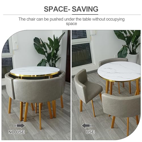 JNMDLAKO Round Office Reception Table & Chair Set for 4, 80cm
