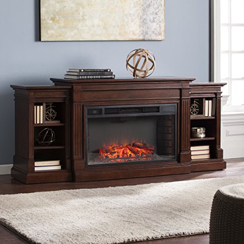 Southern Enterprises Rider Widescreen Electric Fireplace with Bookcase, Espresso Finish
