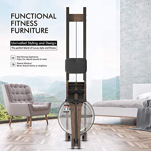 Mr. Rudolf Water Rowing Machine for Home Use,Black Walnut Wood Water Resistance Rower with Bluetooth Monitor,Training Rower Machine Workout for Home Gyms Fitness Indoor Use