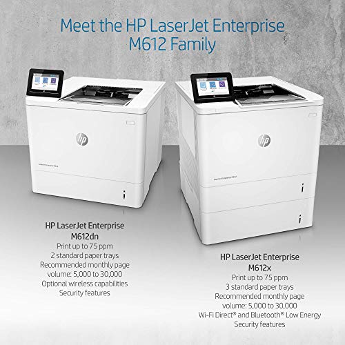 HP Laserjet Enterprise M612dn Monochrome Duplex Printer (7PS86A), White, Standard (Renewed)