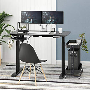 PUTORSEN Electric Height Adjustable Standing Desk, 48 x 24 Inches Sit Stand Home Office Table with Splice Board, Black Frame/Black Top Stand Up Computer Desk with Memory Preset Controller