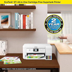 Epson EcoTank ET Series Wireless Color All-in-One Supertank Inkjet Printer/Print, Copy, Scan/White