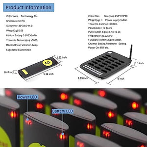 ROLTIN Restaurant Pager System with 20 Pagers+1 Caller, 3000M Range, 3-in-1 Vibration + Beep + Flashing Light, Wireless Queuing Calling System