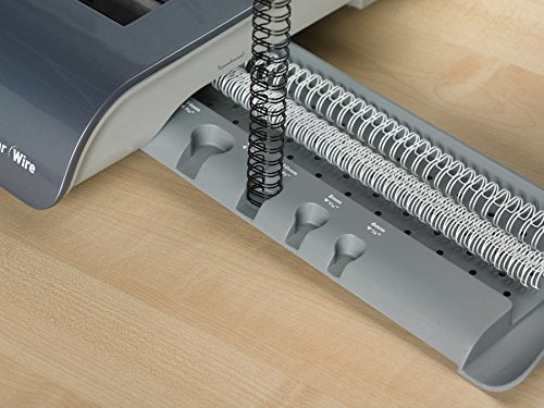 Fellowes 5217401 Quasar Manual Wire Binding Machine, 18 1/8 x 15 3/8 x 5 1/8, Metallic Gray