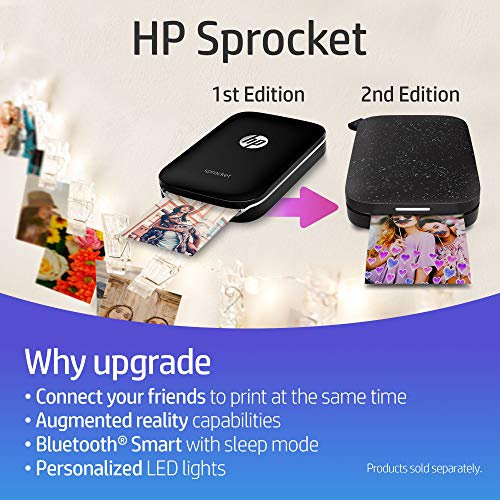 HP Sprocket Portable Photo Printer, Print Social Media Photos on 2x3" Sticky-Backed Paper - Blue (Z9L26A)