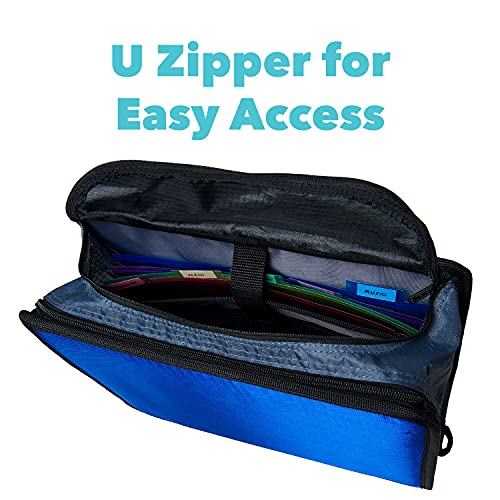 Case it King Sized Zip Tab 4-Inch D-Ring Zipper Binder with 5-Tab File Folder, Purple, Case of 4