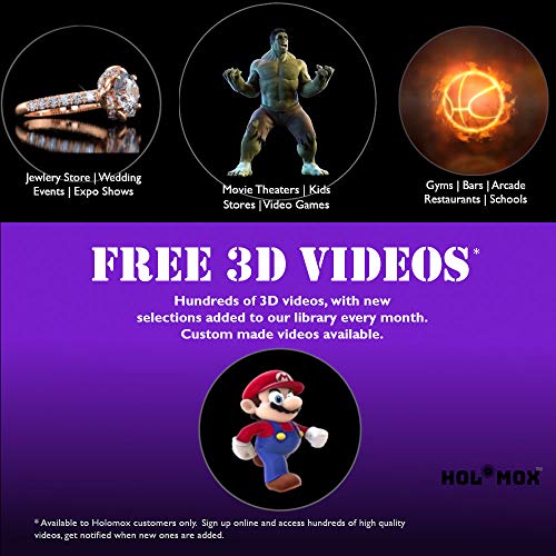 HOLOMOX 2019 New 19.6 Inch with 4 Blades! 3D Hologram Advertising Display Fan, iOS Android WiFi Cloud Cluster, High Res, Hundreds of 3D Videos, Holographic Projector Ideal for Any Retail Store.