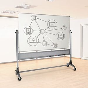Best-Rite 669RH-HH Platinum Mobile Reversible Whiteboard Easel, 4 x 8 Feet Panel Size, Dura-Rite HPL Markerboard Surface