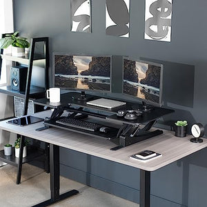 VIVO 48" Height Adjustable Stand Up Desk Converter, V Series, Dual Monitor Riser Workstation - Black