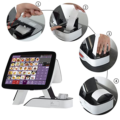 MEETSUN All in One POS Cash Register 15'' Touch Screen Windows PC with Built-in 2 1/4'' Thermal Receipt Printer for Restaurant Businesses SET03
