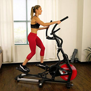 Sunny Health & Fitness Magnetic Elliptical Trainer Machine w/ Tablet Holder, LCD Monitor, 265 Max Weight and Pulse Monitor - Stride Zone - SF-E3865,Black