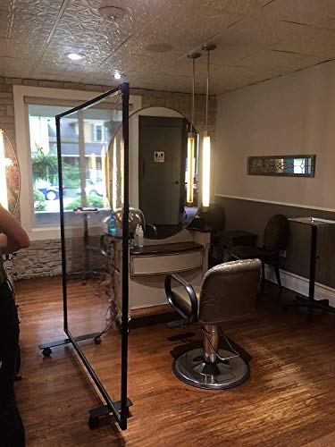 Portable Partition Dividers 75" H x 50.5" W - Clear Screens Sanitation Walls / Great for Offices, Salons, Clinics, Nail Salons, and Restaurants (Black)