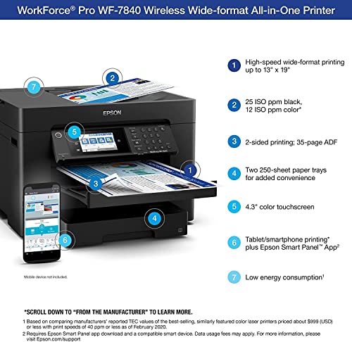 Epson Workforce Pro WF-7840 All-in-One Wireless Color Inkjet Printer