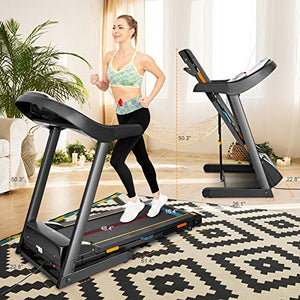 CAROMA Treadmill for Home, 3.0 HP Folding Treadmill with Incline, 300 lb Capacity Walking Running Exercise Machine with Smart Shock-Absorbing System, 9.0 MPH,12 Programs, Tracking Pulse, Calories