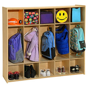Contender 54" 5 Section Daycare Cubby Coat Locker With Bench And Storage, Wooden Backpack Organizer with Hooks for Classroom [Greenguard Gold Certified]